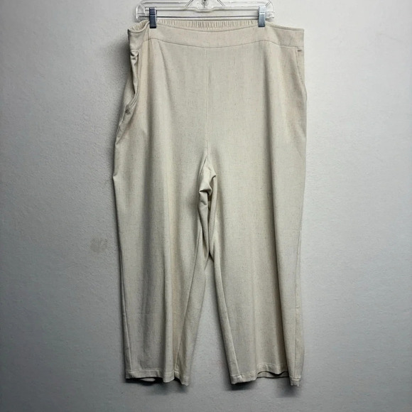 Draper’s & Damon’s Pull On Wide Leg Linen Blend Pants 2x Cream Cropped Capri - Picture 1 of 6